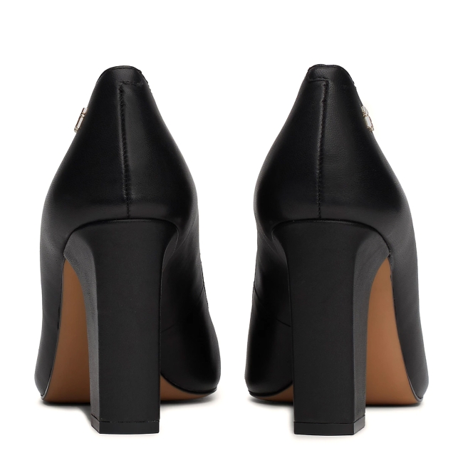 BLOCK HEEL POINTED PUMP LEATHE