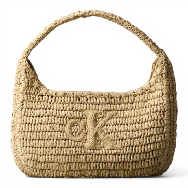 BOLD CK RAFFIA SM SHOULDER BAG