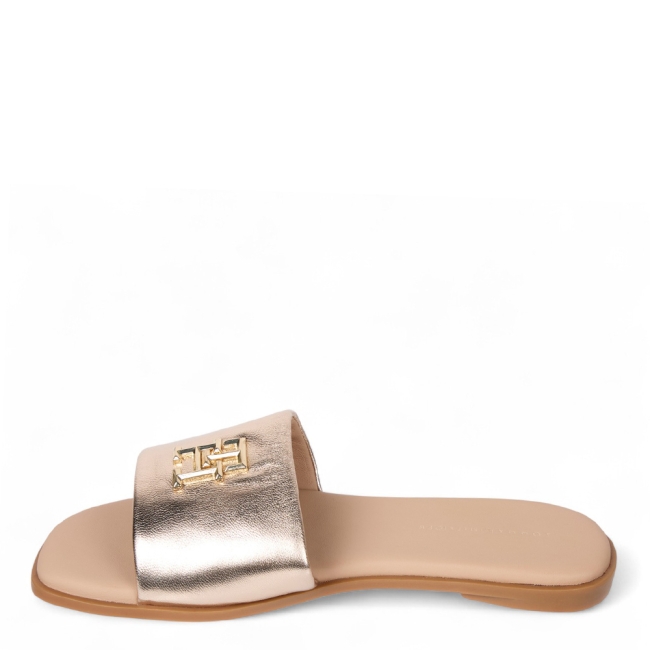 TH LOGO HW METALLIC LEATHER MU