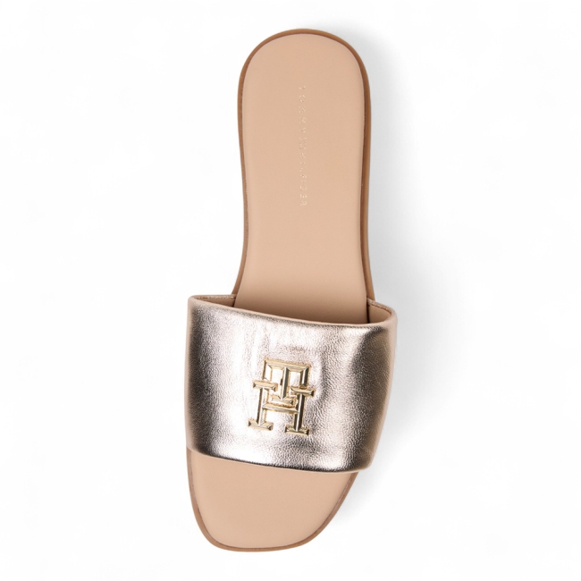 TH LOGO HW METALLIC LEATHER MU