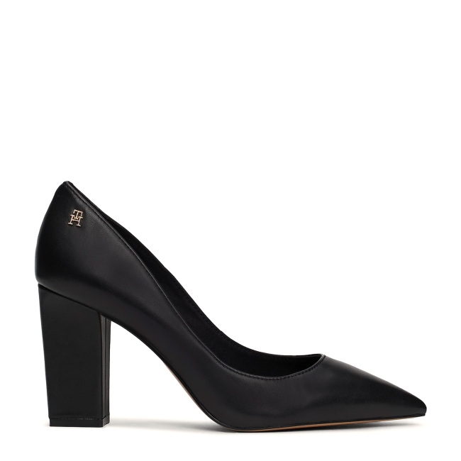 BLOCK HEEL POINTED PUMP LEATHE