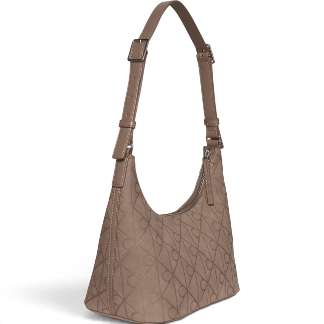 EMBLEM AOP SUEDED SHOULDER BAG