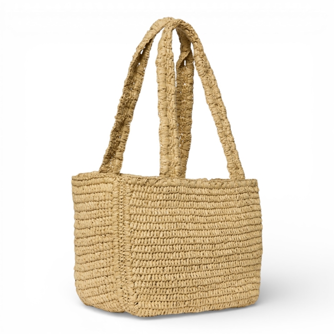 BOLD CK RAFFIA MEDIUM TOTE