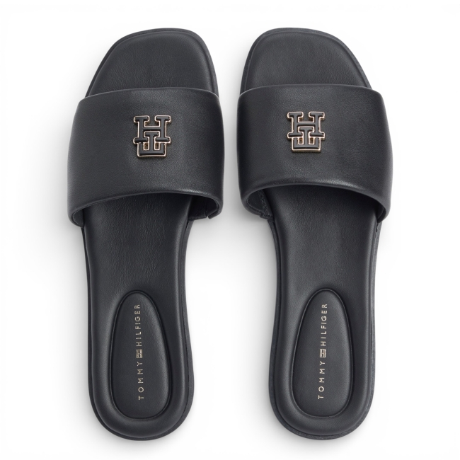 TH LOGO HARDWARE LEATHER MULE