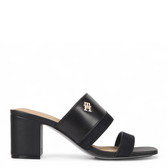 LEATHER & SUEDE BLOCK HEEL MUL