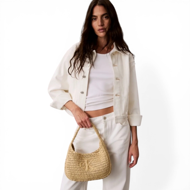 BOLD CK RAFFIA SM SHOULDER BAG