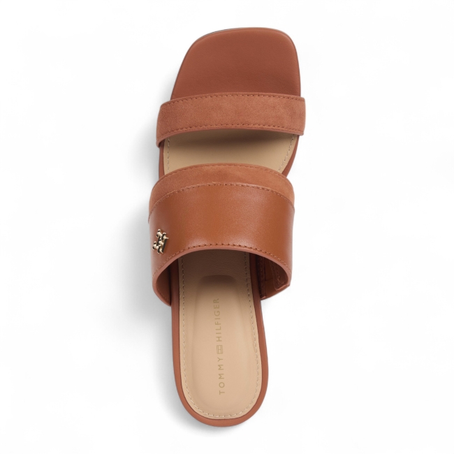 LEATHER & SUEDE BLOCK HEEL MUL