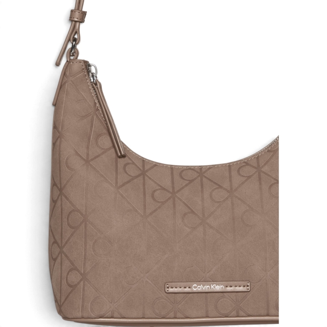 EMBLEM AOP SUEDED SHOULDER BAG