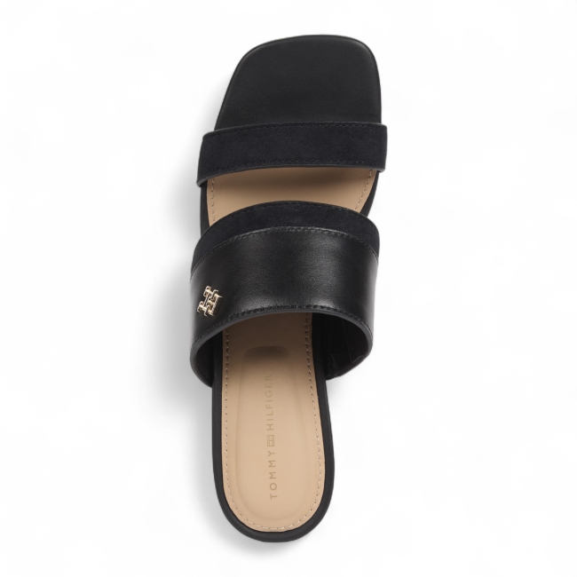 LEATHER & SUEDE BLOCK HEEL MUL