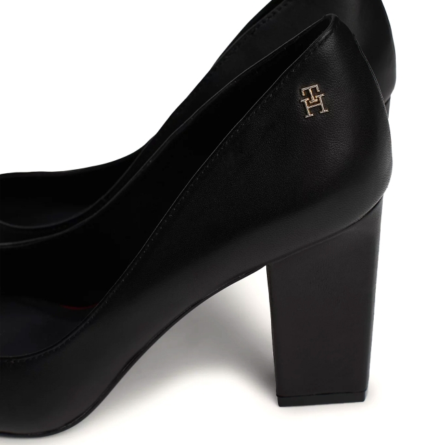 BLOCK HEEL POINTED PUMP LEATHE