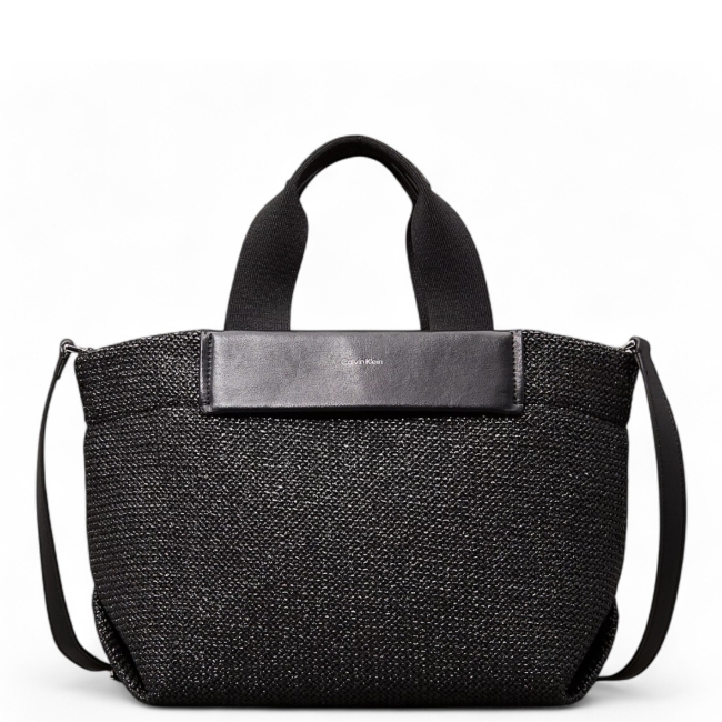 CK RAFFIA SMALL TOTE CROSSBODY