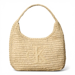 BOLD CK RAFFIA LG SHOULDER BAG