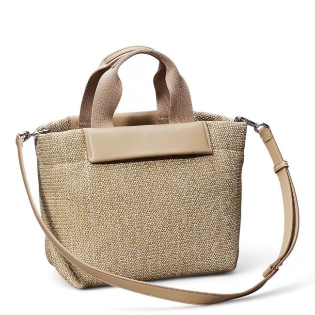 CK RAFFIA SMALL TOTE CROSSBODY
