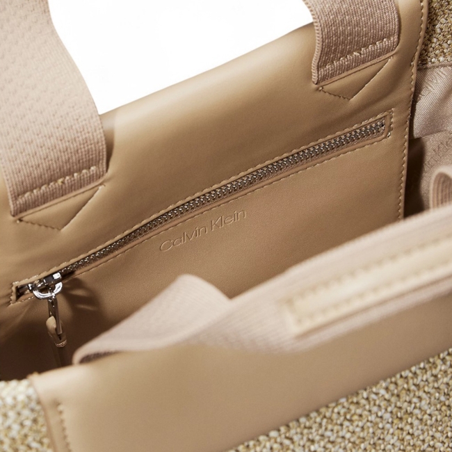 CK RAFFIA SMALL TOTE CROSSBODY