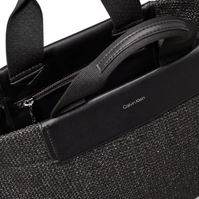 CK RAFFIA SMALL TOTE CROSSBODY