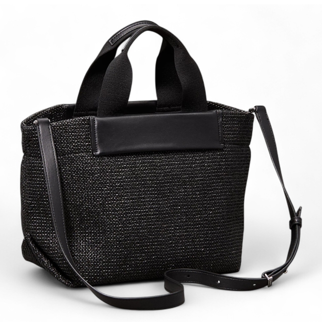 CK RAFFIA SMALL TOTE CROSSBODY