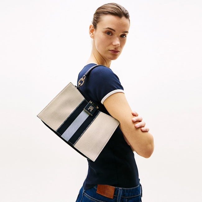 TH HER MINI TOTE CANVAS STRIPE