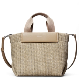 CK RAFFIA SMALL TOTE CROSSBODY